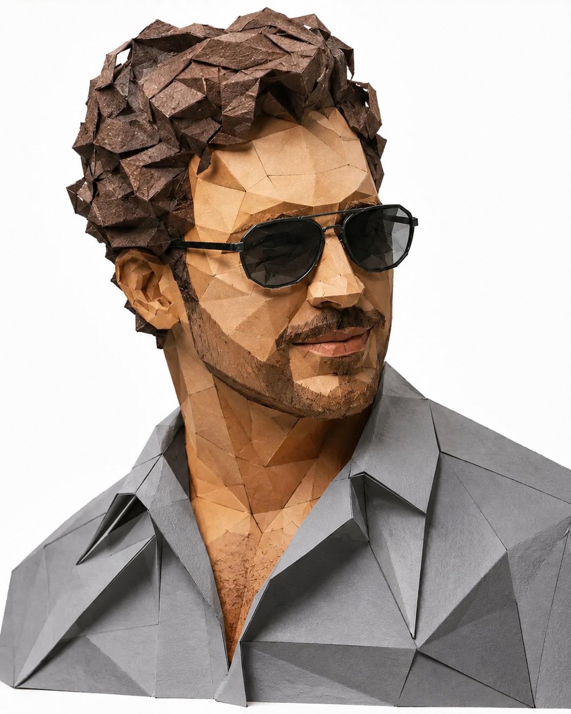 Low-Poly Paper Portrait: community source example by @iamsofiaijaz.
