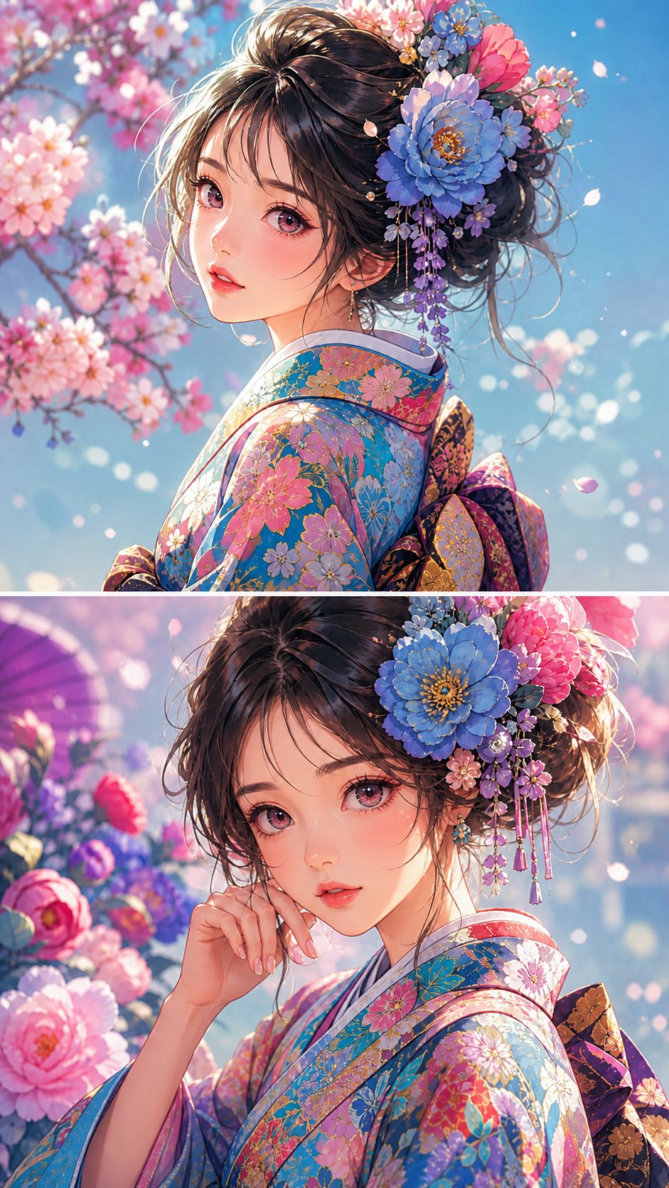 Floral Kimono Anime: community source example by @Mind_Boticni.