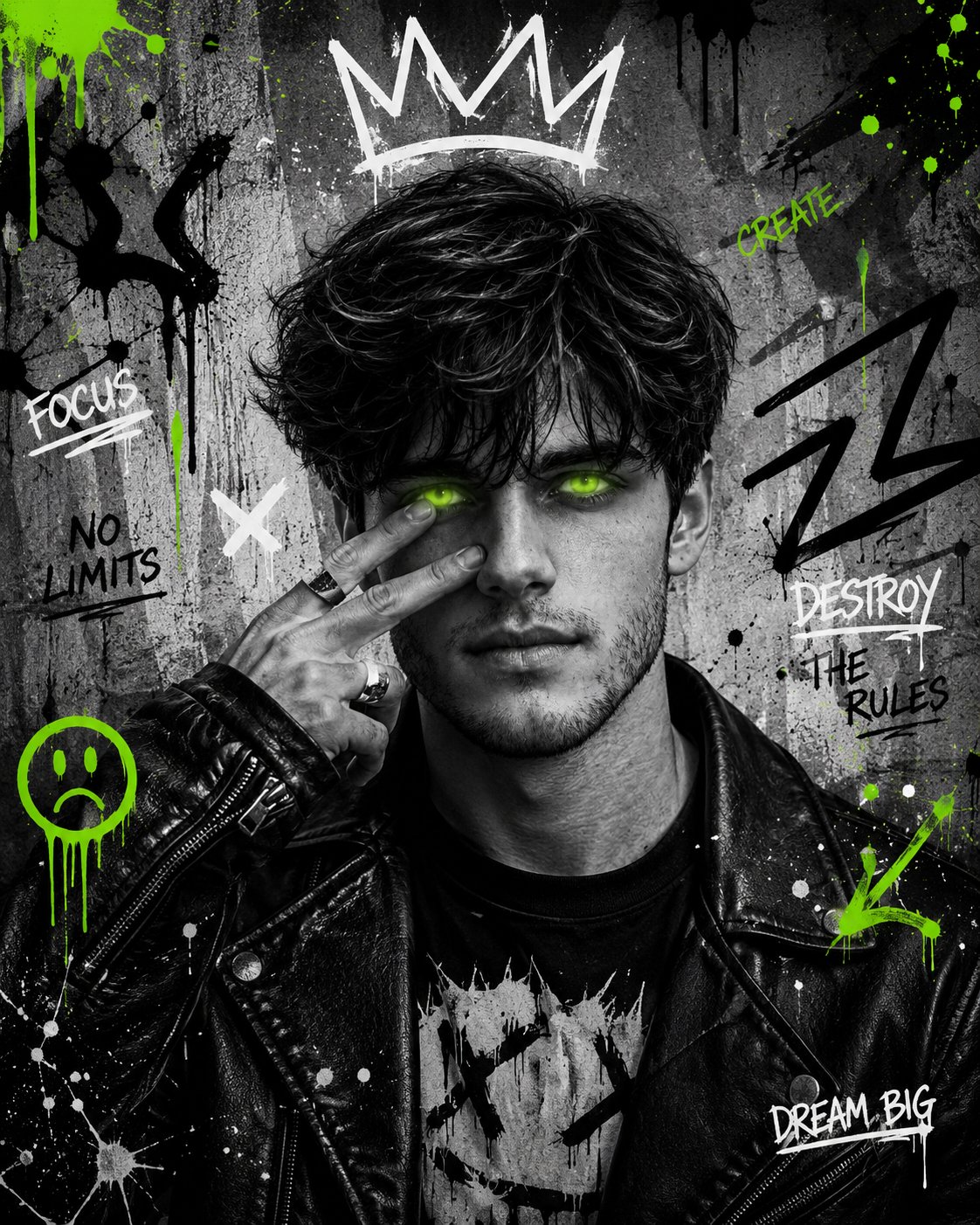 Neon Graffiti Portrait: community source example by @harboriis.