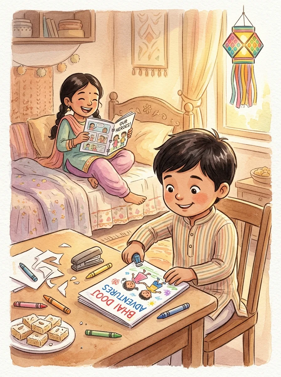 Bhai Dooj: A hand-drawn comic book in crayon