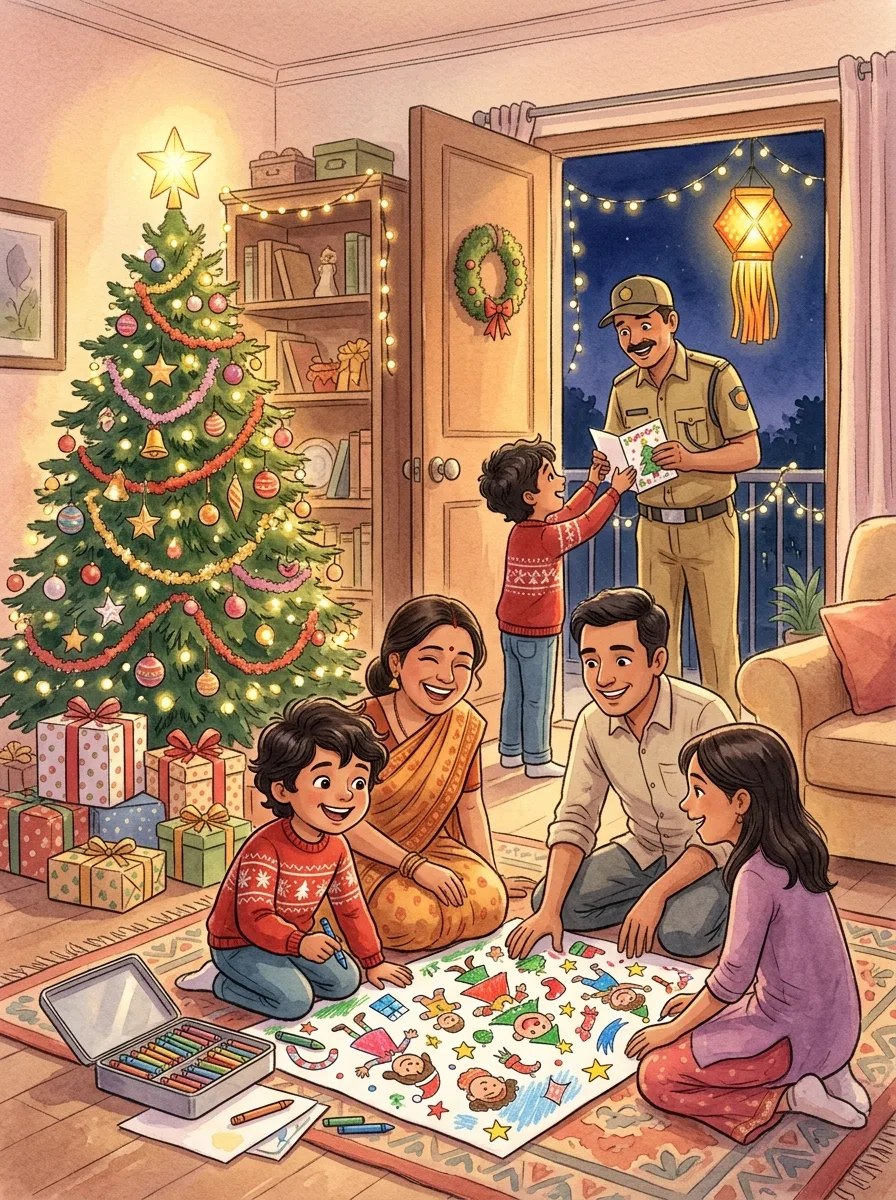 Christmas: A Christmas tree with gifts underneath