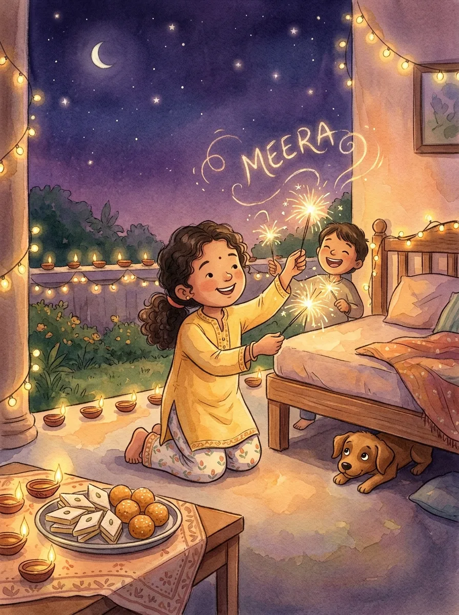 Diwali: A puppy peeking out from under a bed