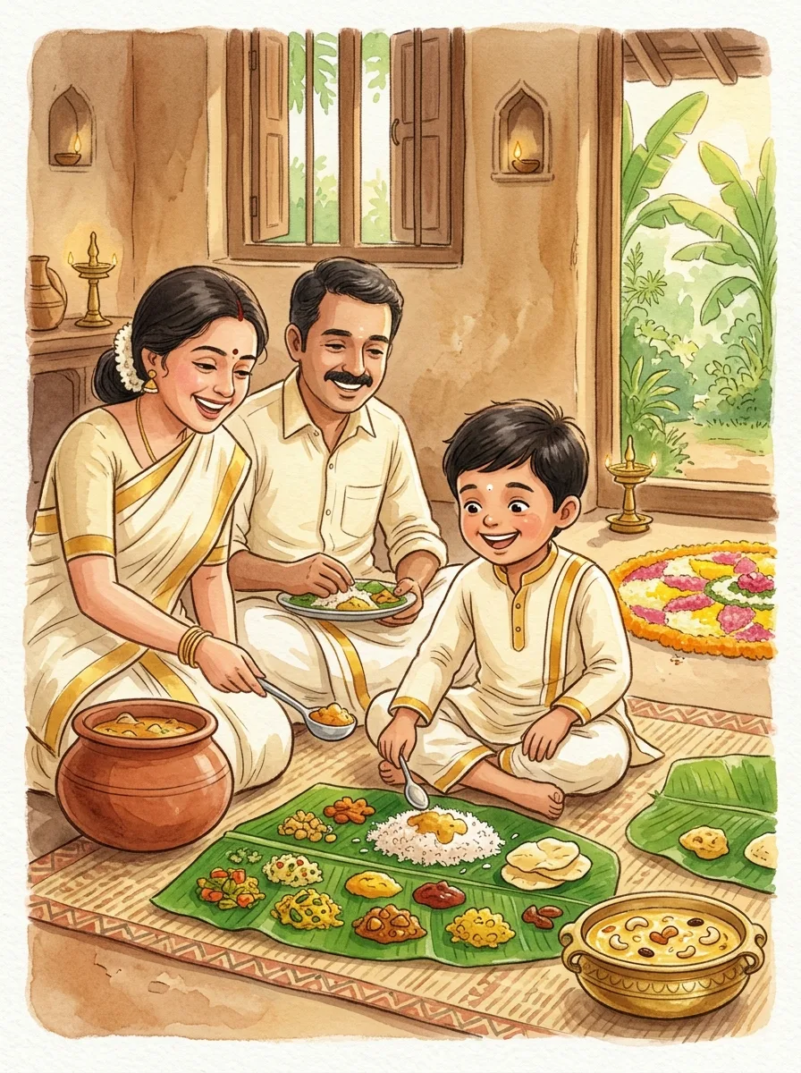 Onam: A banana leaf crowded with colourful curries