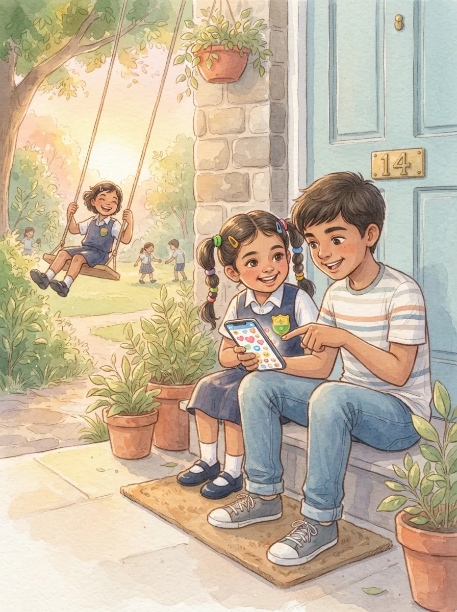 Online Safety: A doorstep with a flat number on the door