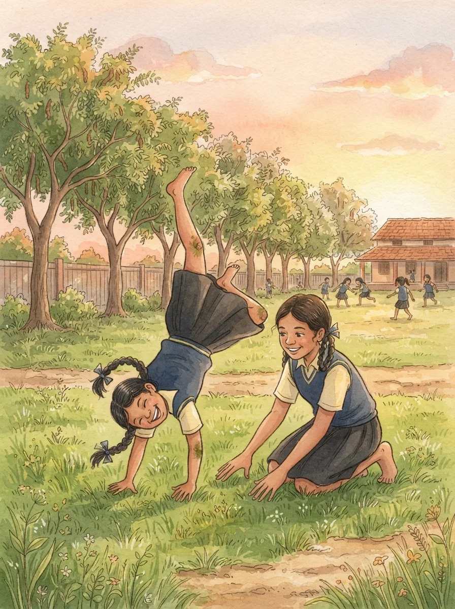 Perseverance: A school ground with green grass