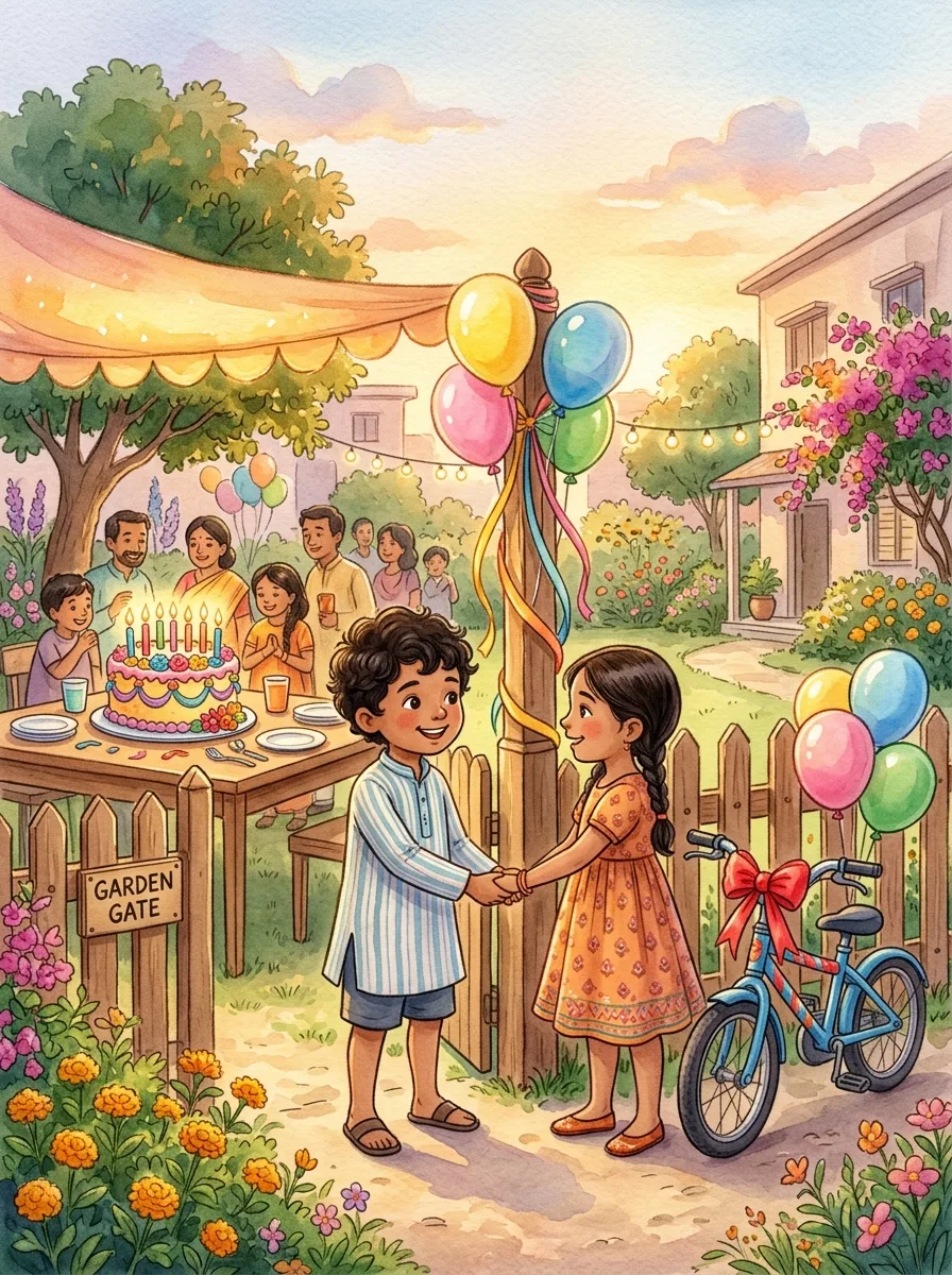 Birthday: A birthday table with a cake and glowing candles