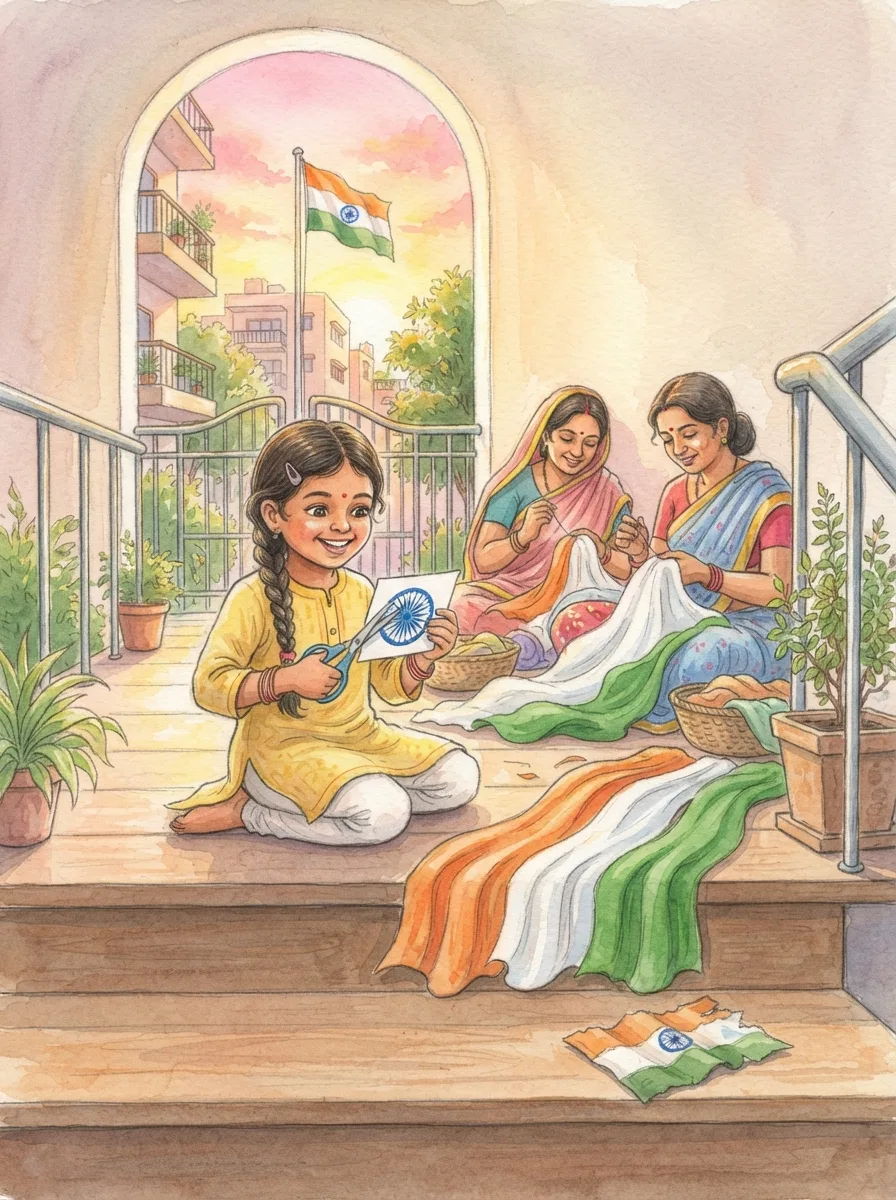 Republic Day: Three dupattas in saffron white and green laid on a staircase landing